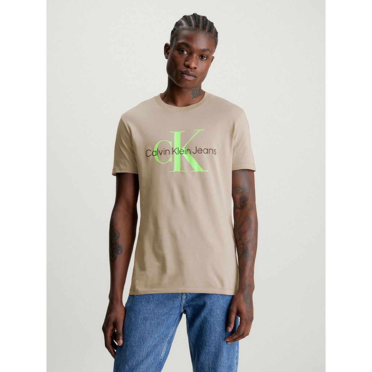 CALVIN KLEIN - Polera Seasonal Monologo Beige Calvin Klein