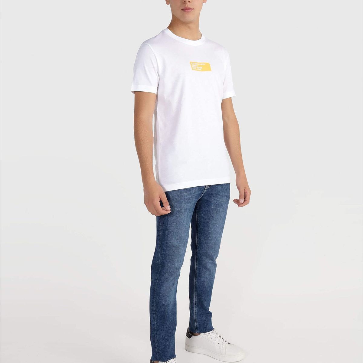 CALVIN KLEIN - Polera Small Center Box Blanco Calvin Klein