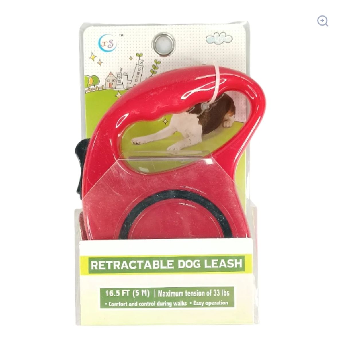 GENERICO - Correa Retráctil Con Botón De Frenado Perros Rojo 3mts