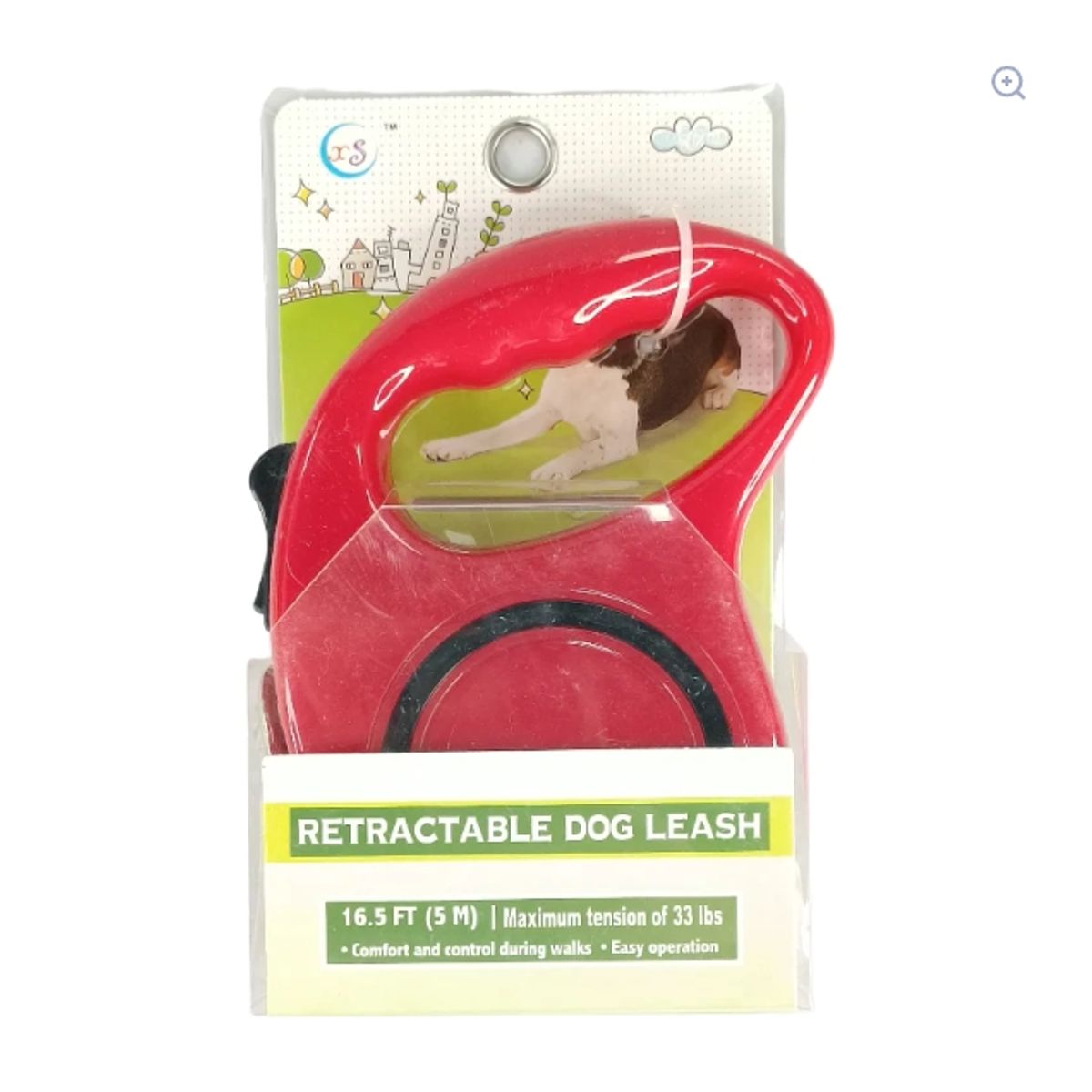 GENERICO - Correa Retráctil Con Botón De Frenado Perros Rojo 3mts