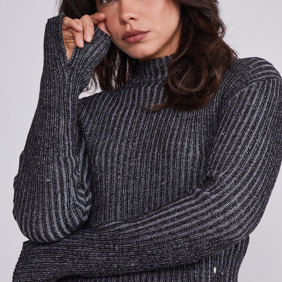 SIOUX - Sweater Mujer Gris Manga Abierta Sioux