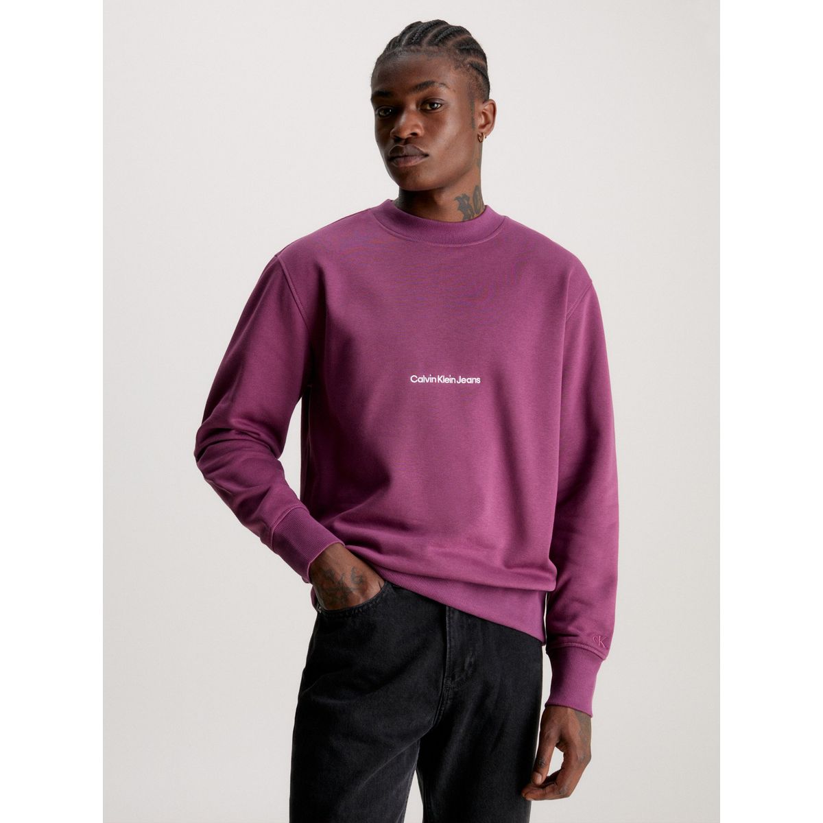 CALVIN KLEIN - Polerón Institutional Crew Neck Morado Calvin Klein