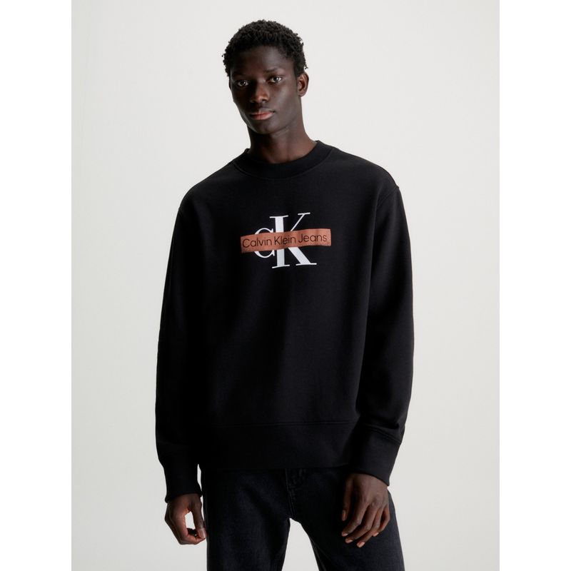 CALVIN KLEIN - Polerón Monologo Stencil Negro Calvin Klein