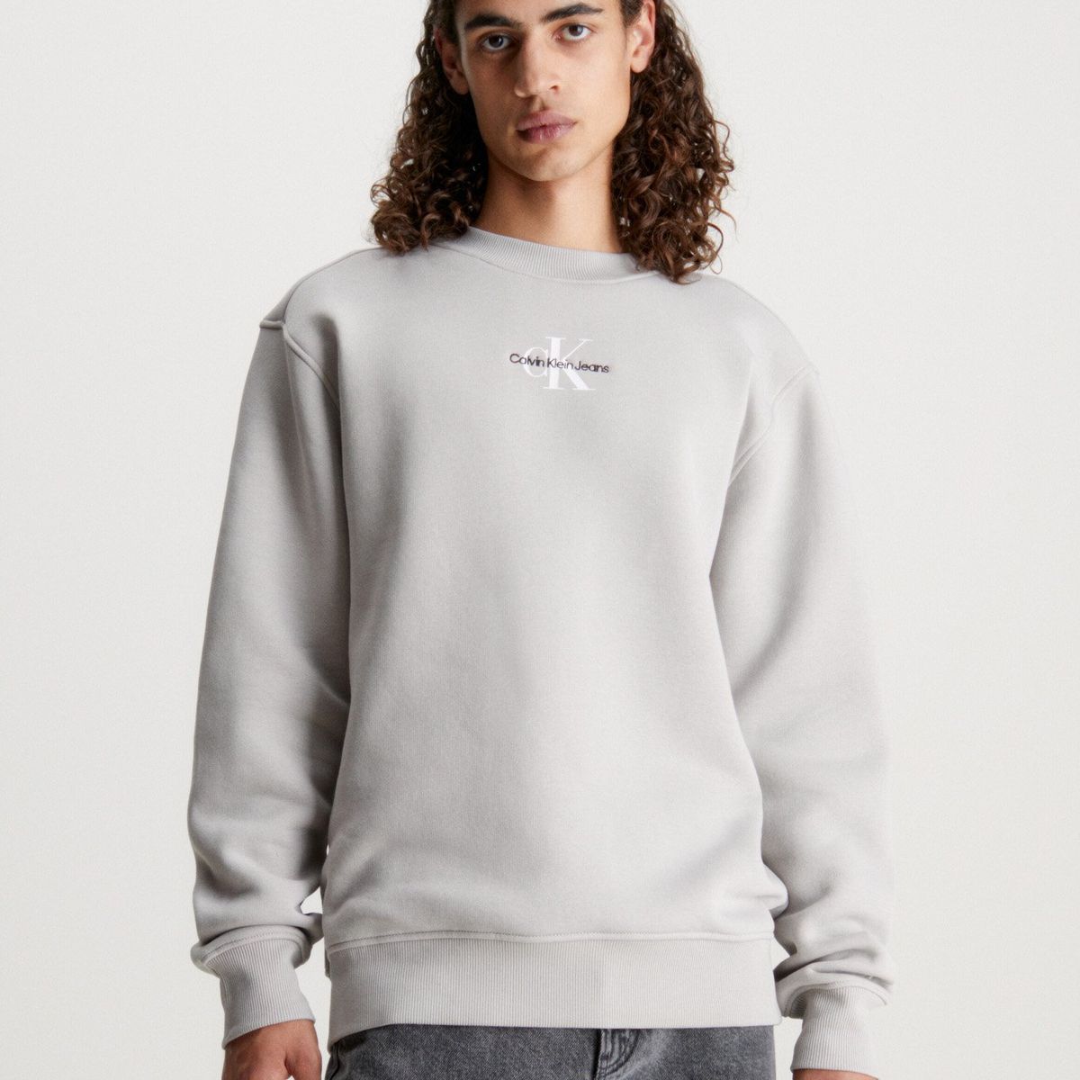 CALVIN KLEIN - Polerón Monologo Crew Neck Gris Calvin Klein