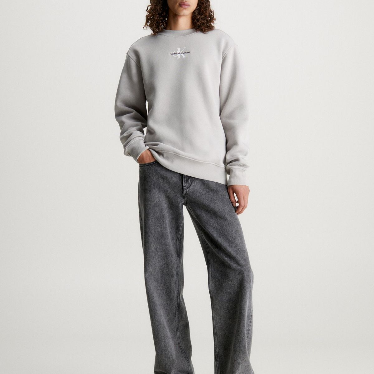 CALVIN KLEIN - Polerón Monologo Crew Neck Gris Calvin Klein