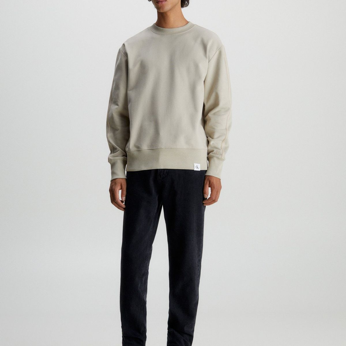 CALVIN KLEIN - Polerón Woven Tab Beige Calvin Klein