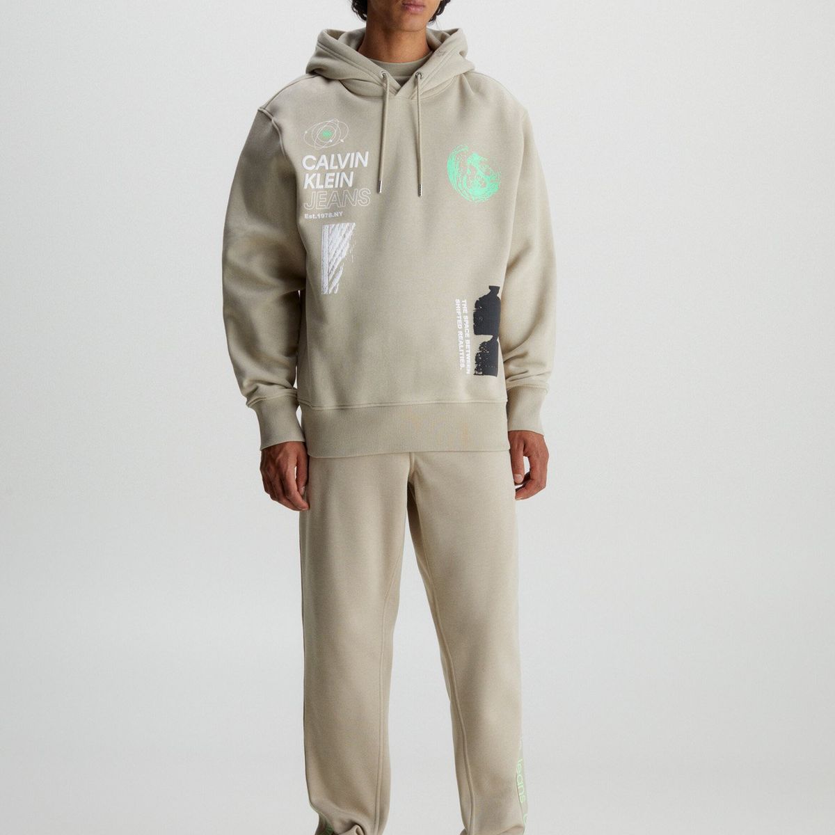 CALVIN KLEIN - Polerón con Gorro Future Fade Beige Calvin Klein