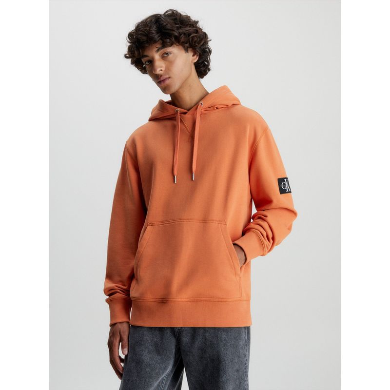 CALVIN KLEIN - Polerón con Gorro Badge Naranja Calvin Klein