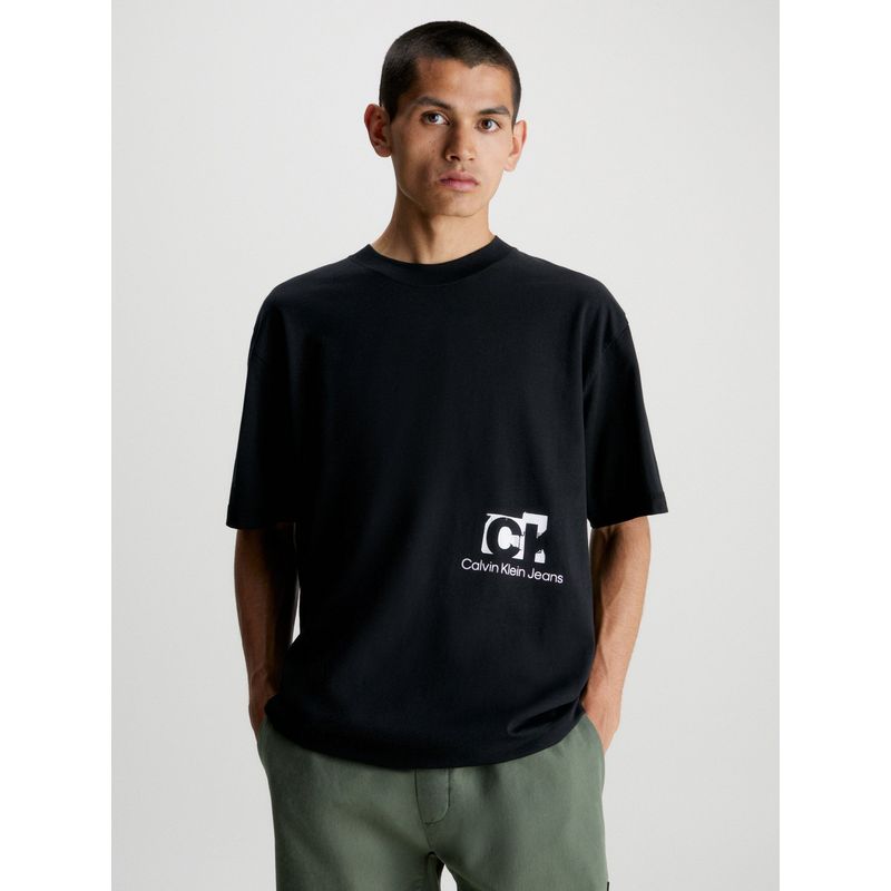 CALVIN KLEIN - Polera Connected Layer Negro Calvin Klein