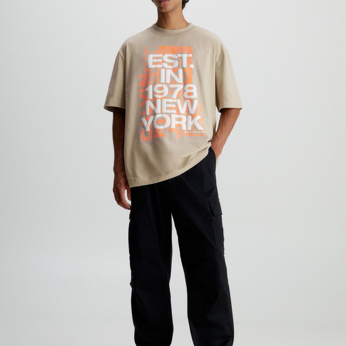 CALVIN KLEIN - Polera Multi Connected Beige Calvin Klein