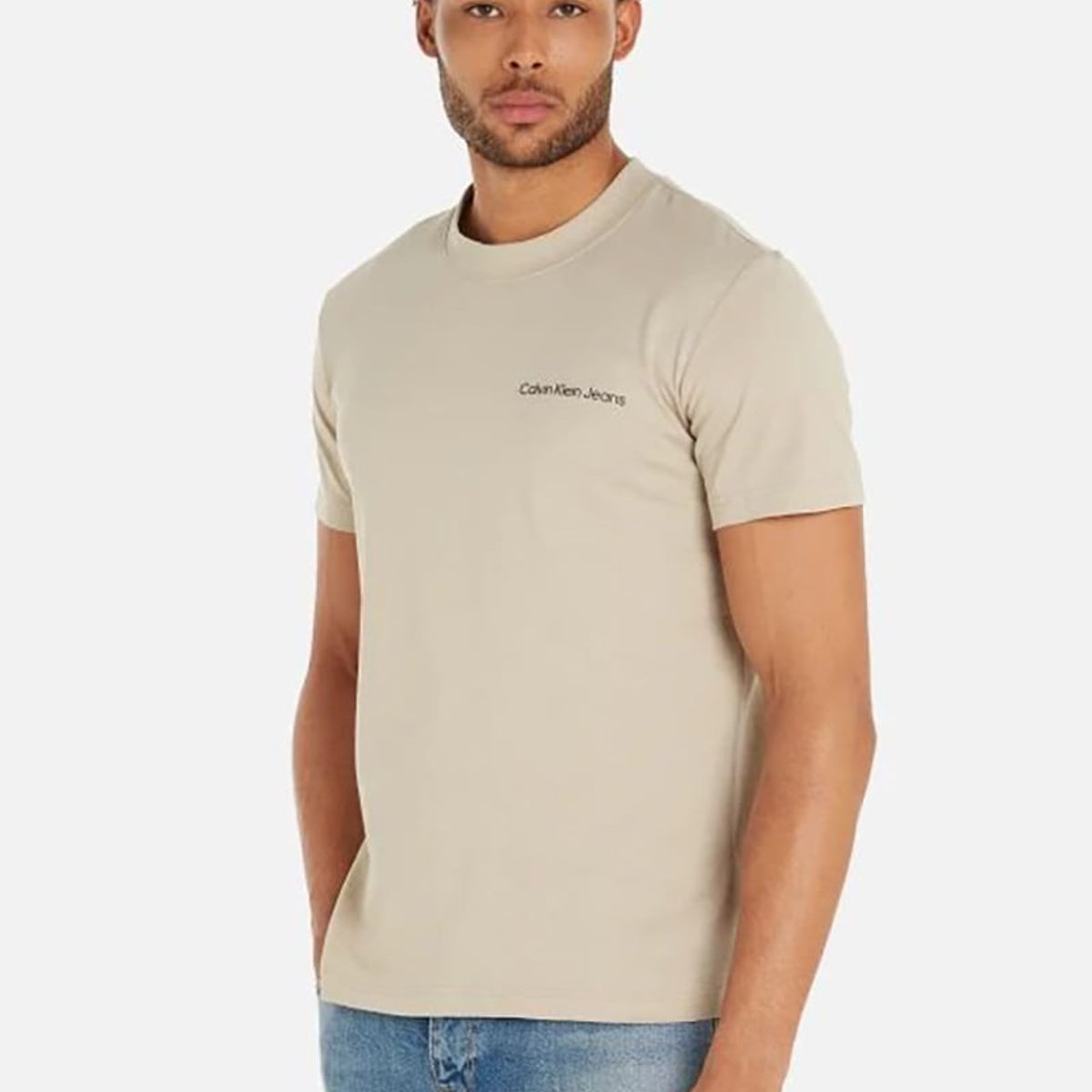 CALVIN KLEIN - Polera Logo Tape Beige Calvin Klein