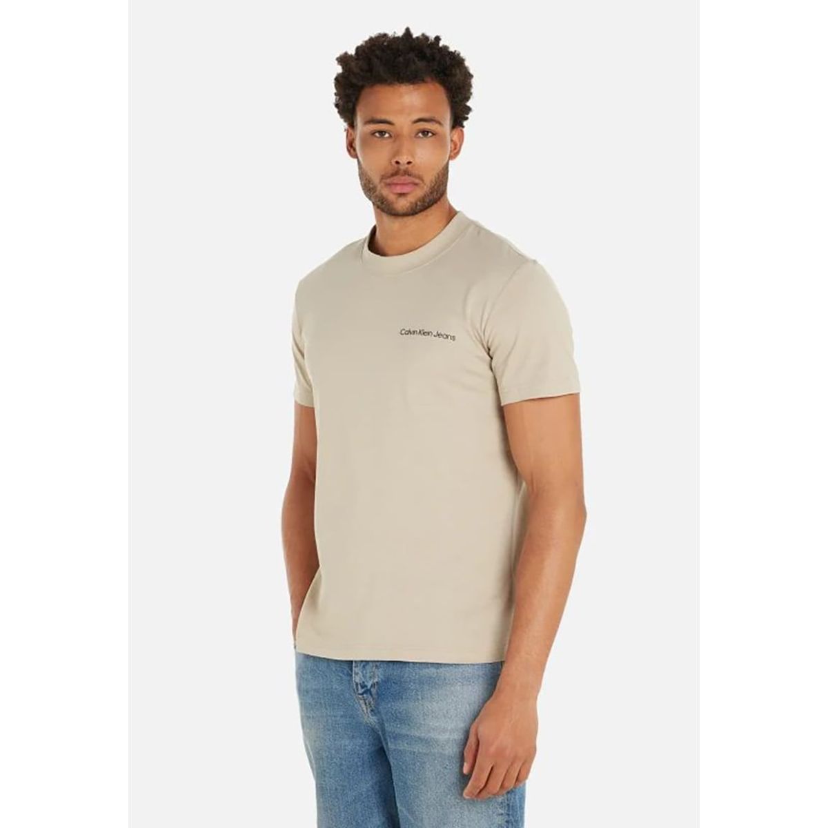 CALVIN KLEIN - Polera Logo Tape Beige Calvin Klein