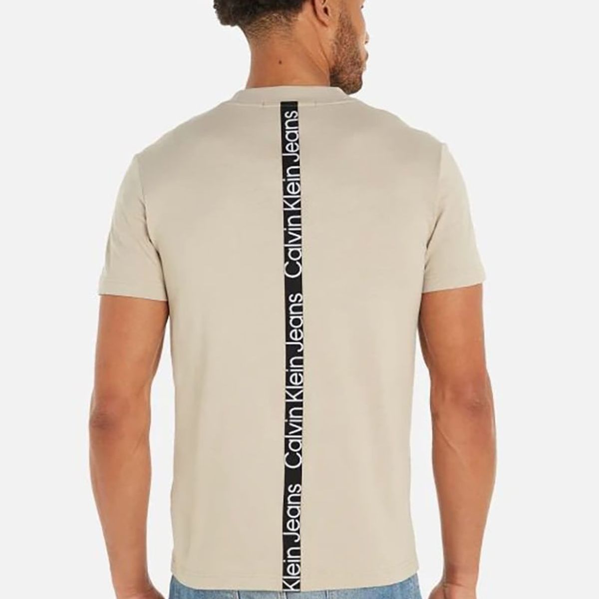 CALVIN KLEIN - Polera Logo Tape Beige Calvin Klein