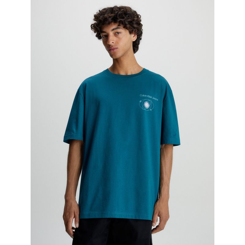 CALVIN KLEIN - Polera Future Fade Slogan Verde Calvin Klein