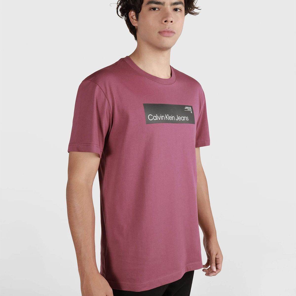 CALVIN KLEIN - Polera Hyper Real Box Logo Morado Calvin Klein