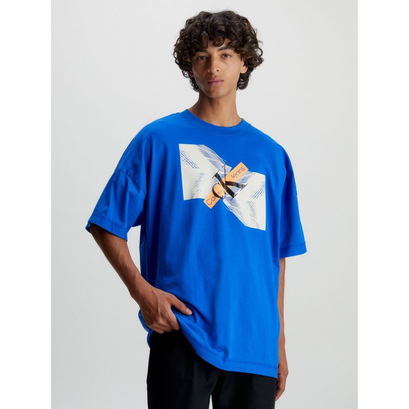 CALVIN KLEIN - Polera Skyscraper Urban Graphic Azul Calvin Klein