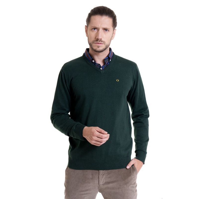 POTROS - Sweater Cuello V Verde oscuro POTROS