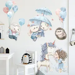 MY MOMI - Sticker de Pared Infantil Sweet Girl Unicornio 2x (90x30 cm) vinilo