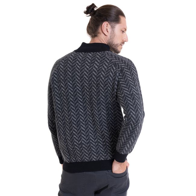 POTROS - Sweater Half Zipper Contraste Negro POTROS
