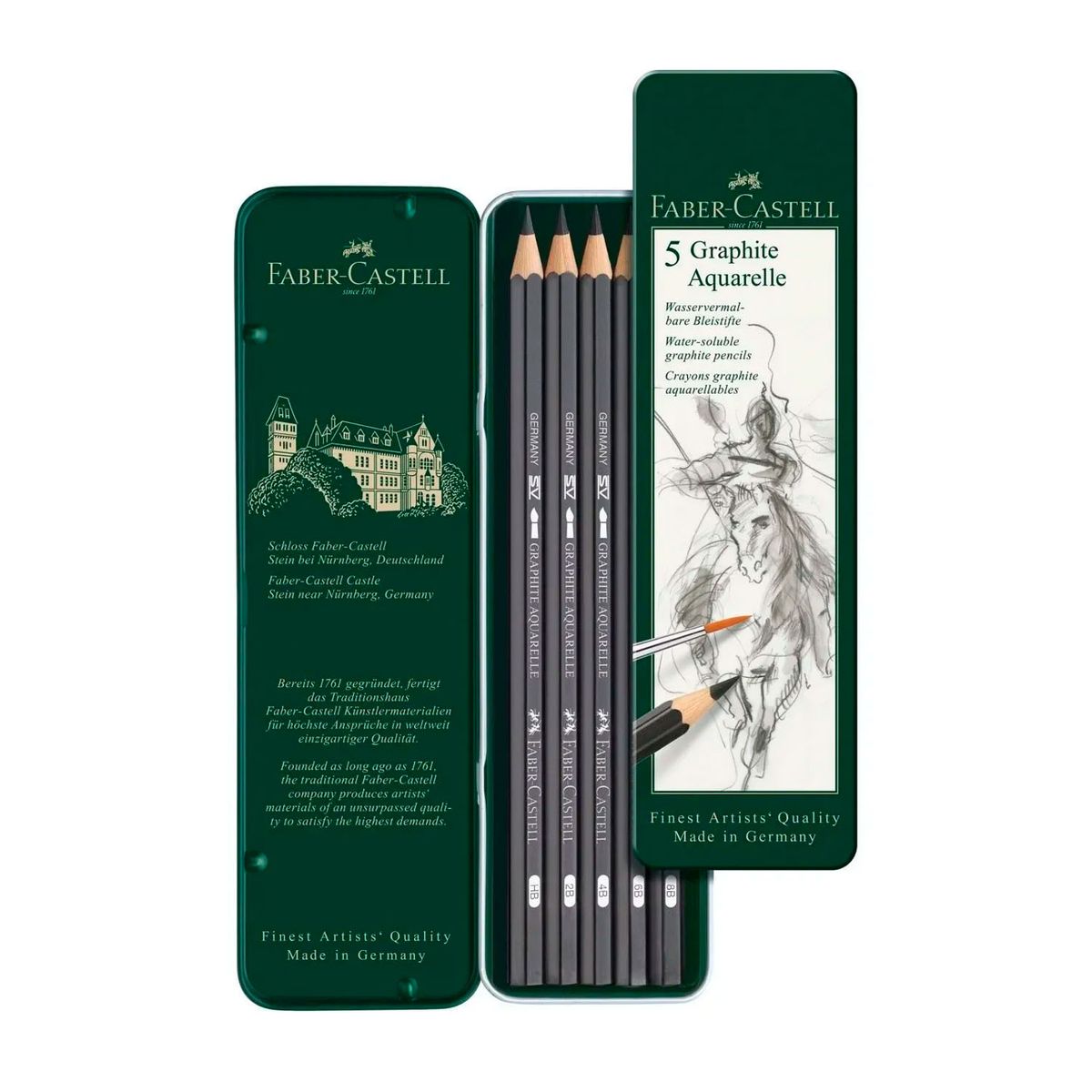 FABER-CASTELL - Lápices Grafito Acuarelable Faber-Castell (HB,2B,4B,6B,8B)