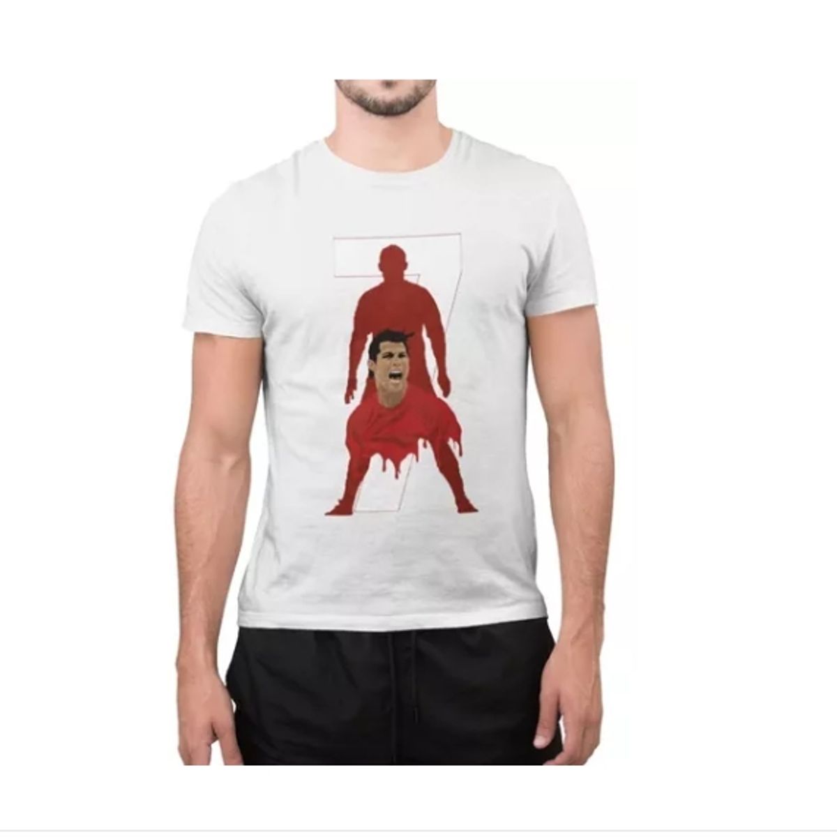 GENERICO - Polera Unisex Cristiano Ronaldo Silueta Futbol Algodon Cr7