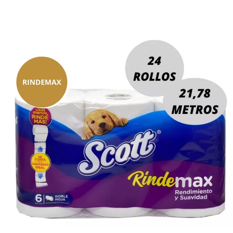 SCOTT - Papel Higiénico Scott Rindemax 24 Rollos De 21mts