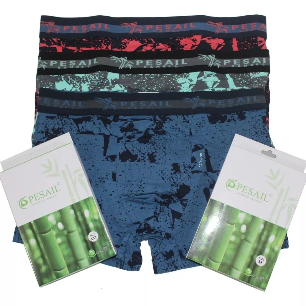 GARSIL - 6 Boxer Con Fibra de Bambu Para Hombre - Diseño Manchas