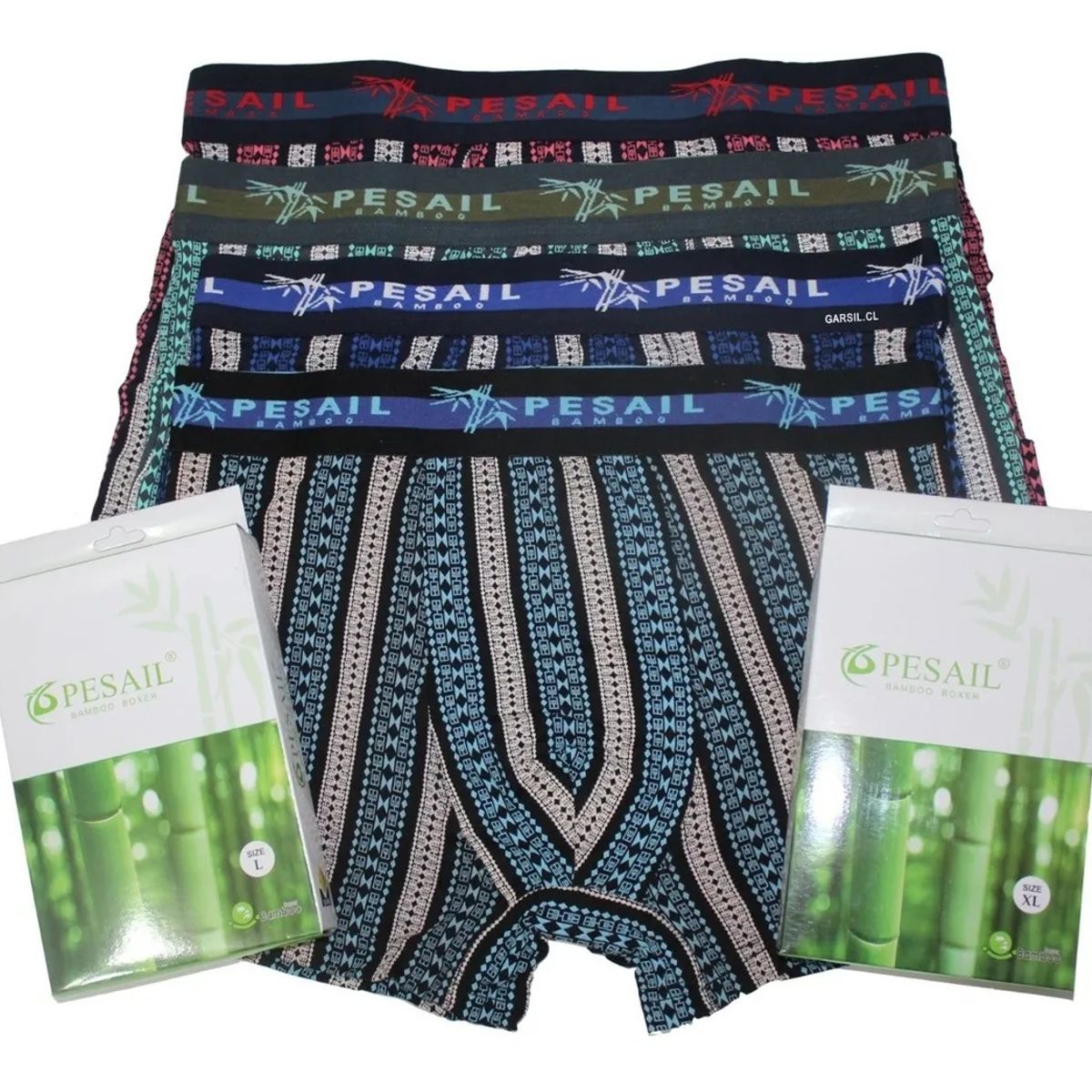 GARSIL - 6 Boxer Con Fibra de Bambu Para Hombre - Diseño Rayas