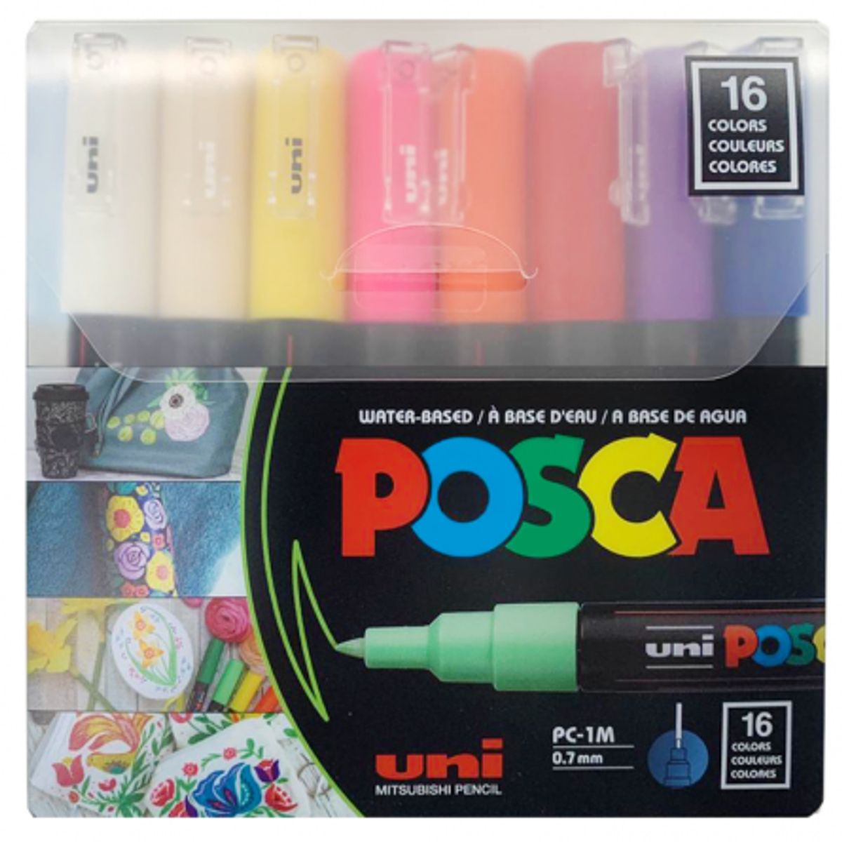 UNI POSCA - Marcador Uni Posca set 16 Colores 1M (0.7mm)