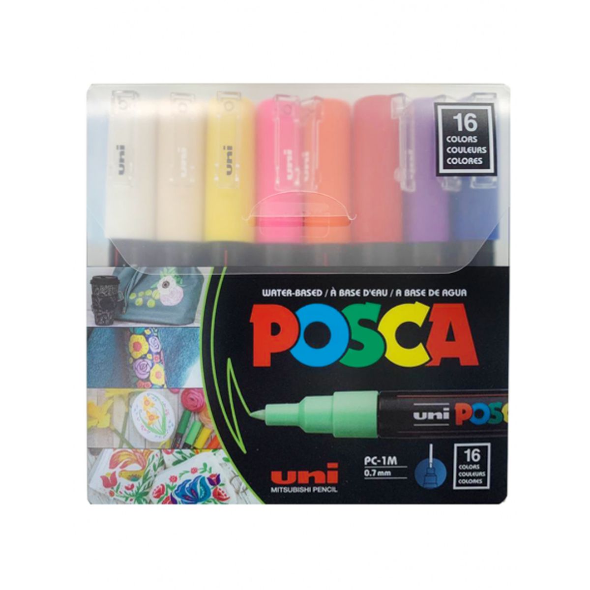 UNI POSCA - Marcador Uni Posca set 16 Colores 1M (0.7mm)