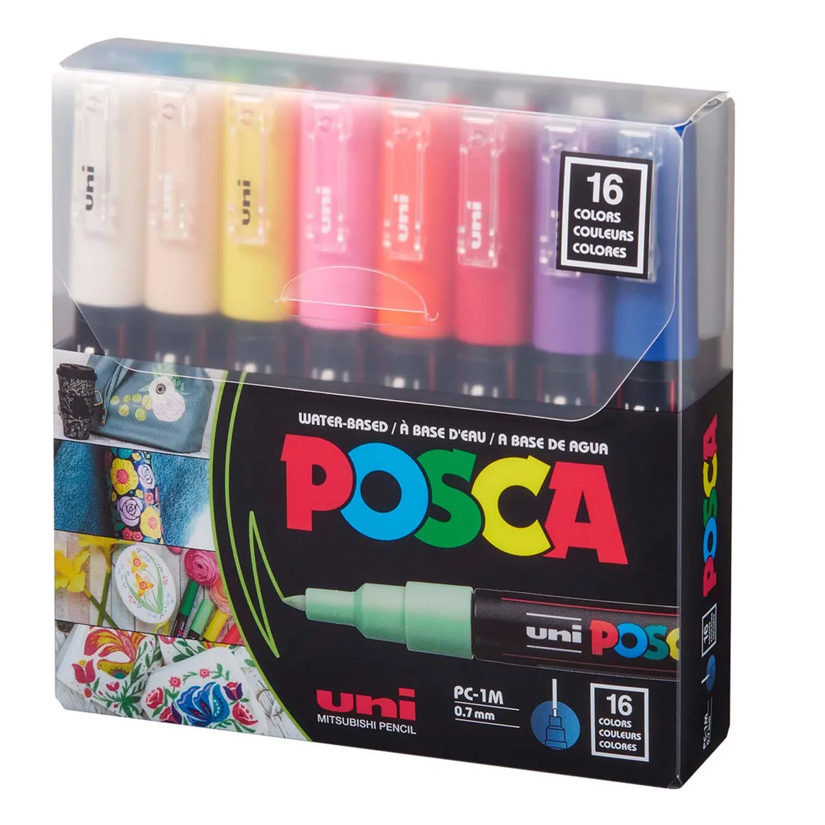UNI POSCA - Marcador Uni Posca set 16 Colores 1M (0.7mm)