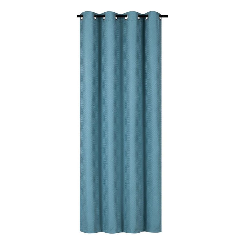CLEMS CORTINAS - Cortina Tradicional 100% Blackout Geometrica Turquesa