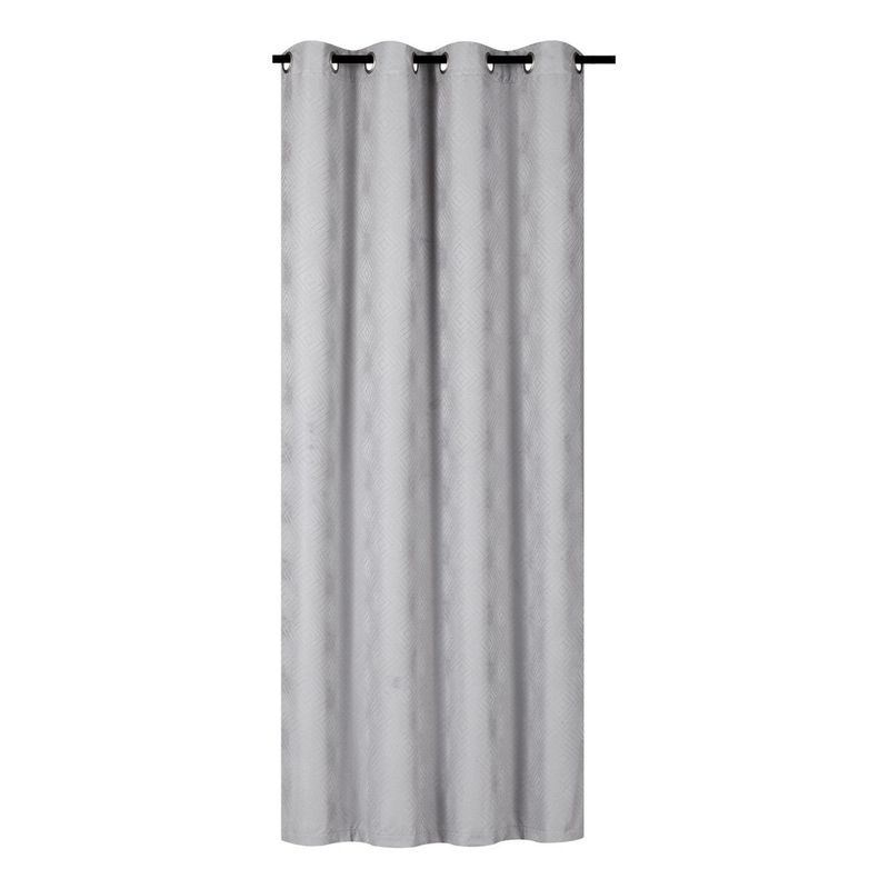 CLEMS CORTINAS - Cortina Tradicional 100% Blackout Geometrica Gris