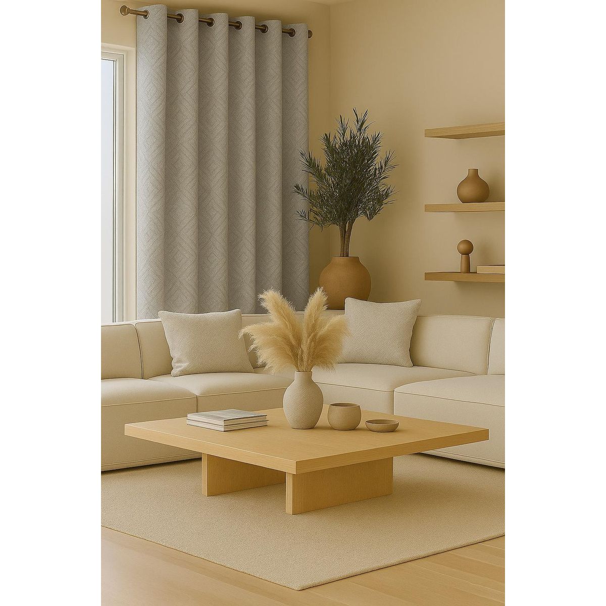 CLEMS CORTINAS - Cortina Tradicional 100% Blackout Geometrica Blanco