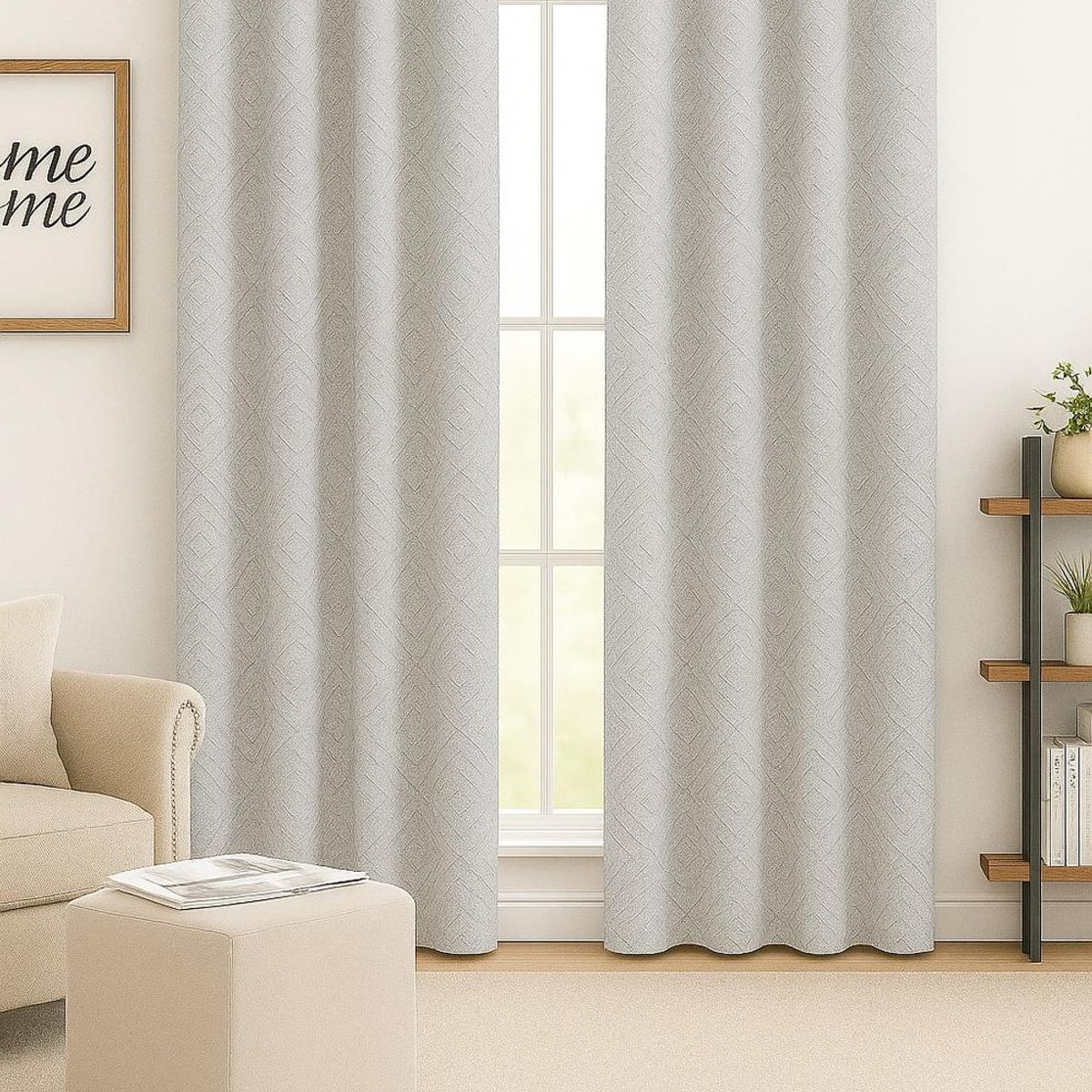 CLEMS CORTINAS - Cortina Tradicional 100% Blackout Geometrica Blanco