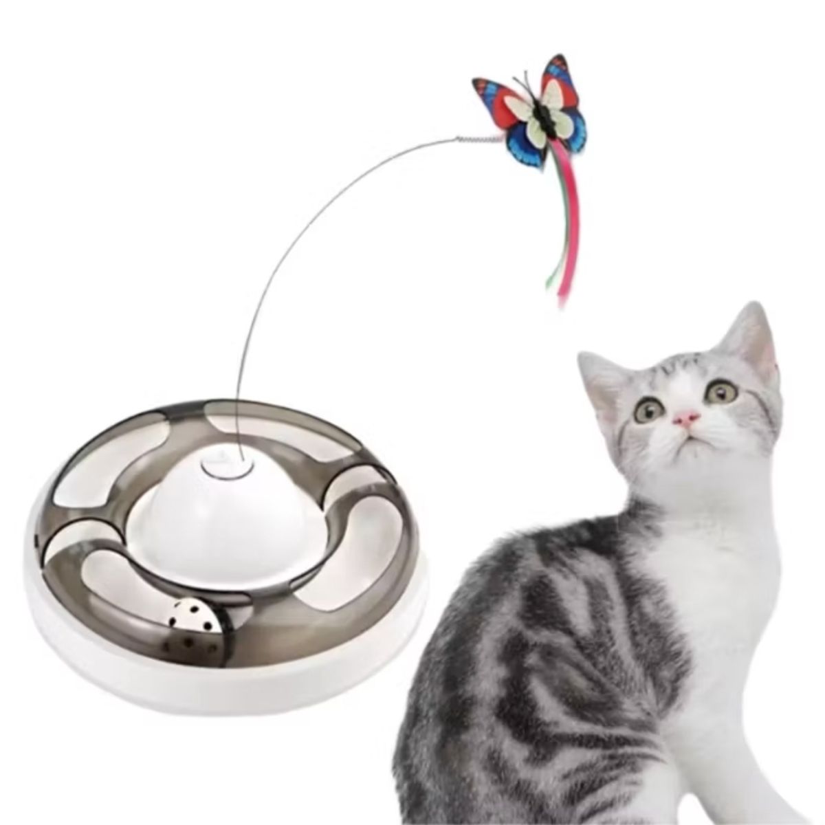 GENERICO - Juego Interactivo Mariposa Para Gatos Gris