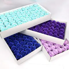 GENERICO - Pack 50 Rosas Jabón Flor Decoración Regalo Enamorado Morado