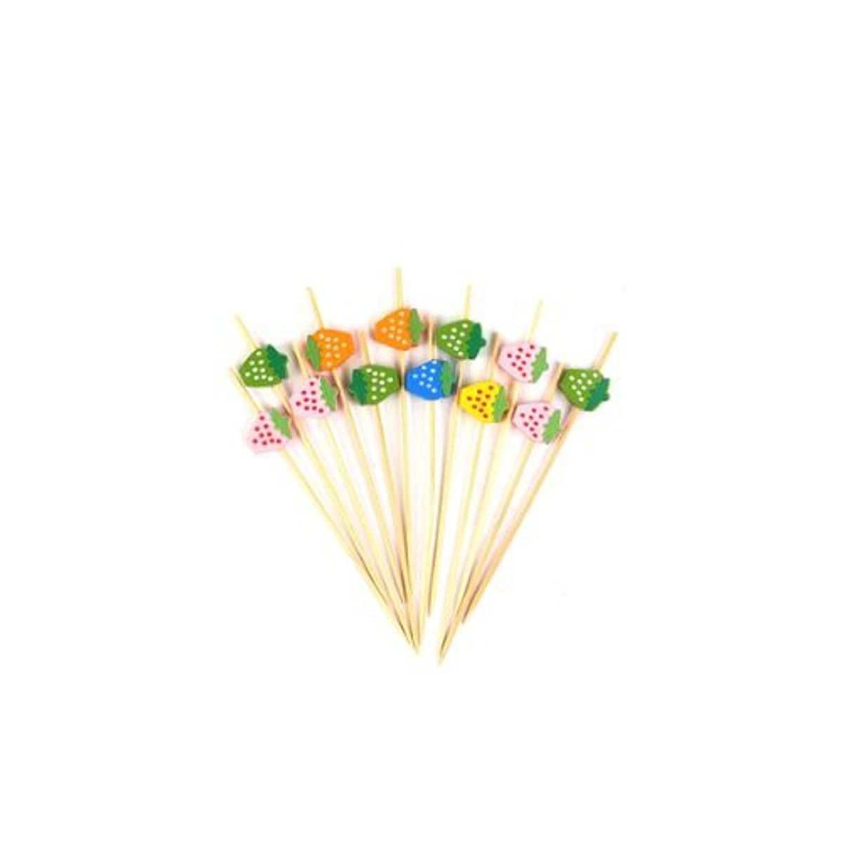 GENERICO - Brochetas De Bambu Con Figura De Frutilla 12pcs 12cm
