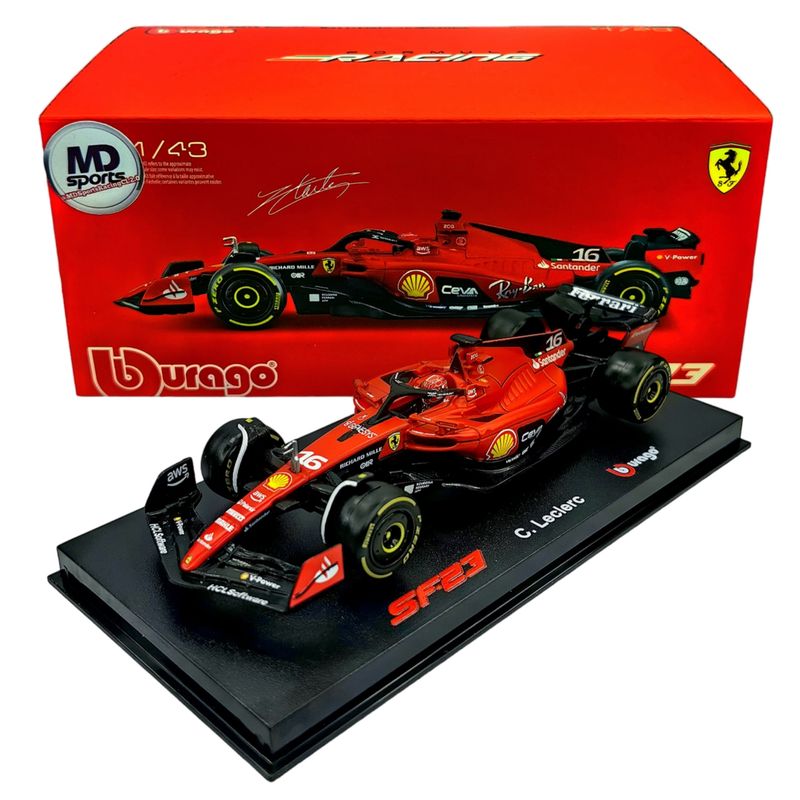 BBURAGO - Auto F1 Ferrari Sf-23 2023 16 Ch. Leclerc Caja Acrilica 1:43