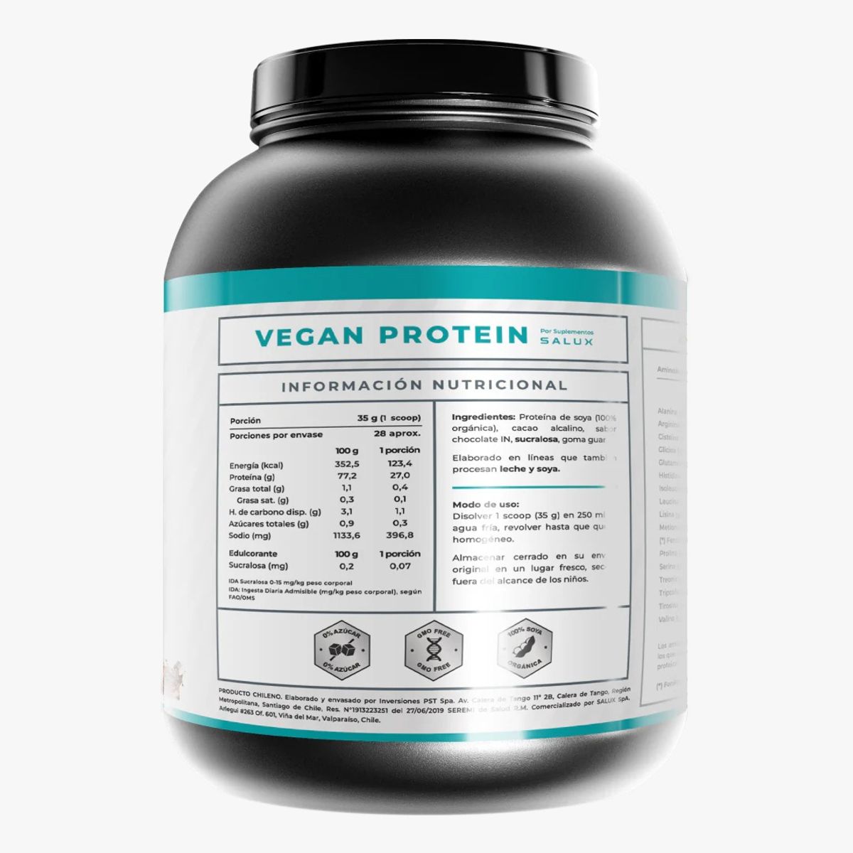 GENERICO - Salux proteina vegana  1kg Chocolate 30 servicios