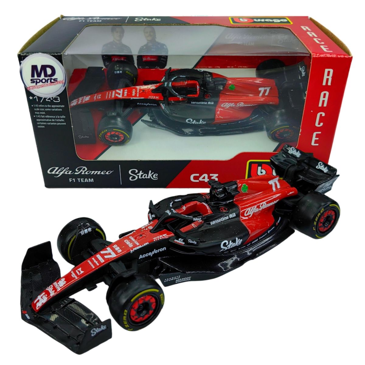 BBURAGO - Auto F1 Alfa Romeo C43 2023 #77 V. Bottas Caja Normal 1:43