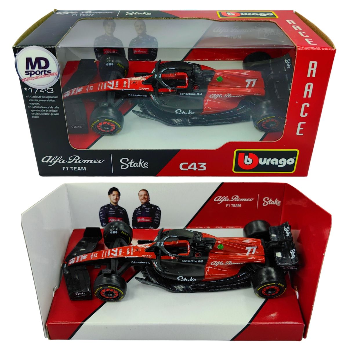 BBURAGO - Auto F1 Alfa Romeo C43 2023 #77 V. Bottas Caja Normal 1:43