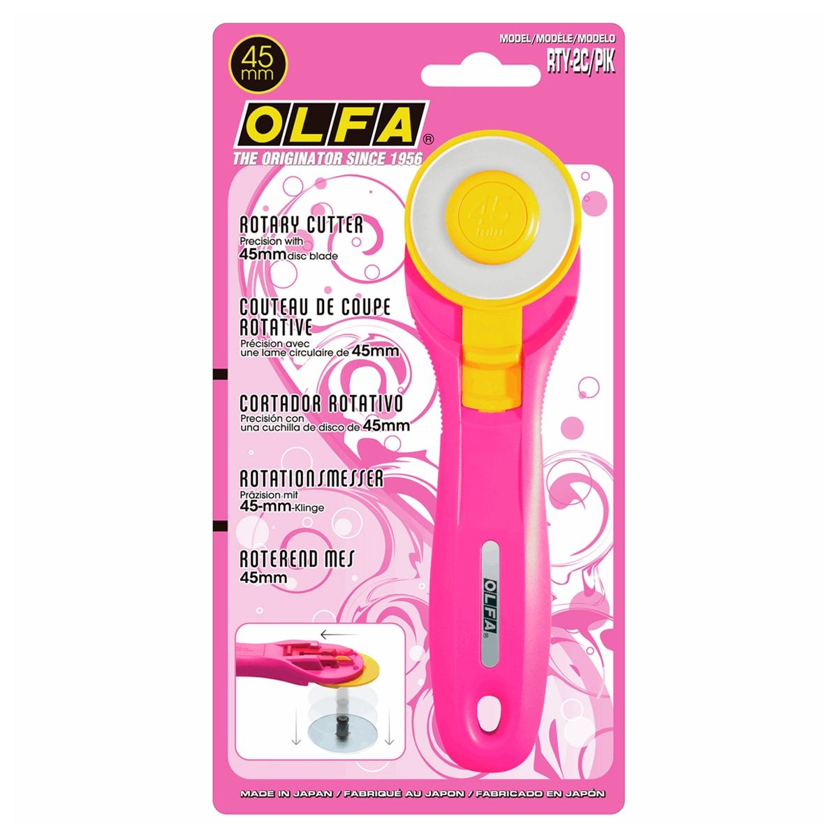 OLFA - Cuchillo Rotativo Rosa 45mm para Tela RTY-2CPOlfa