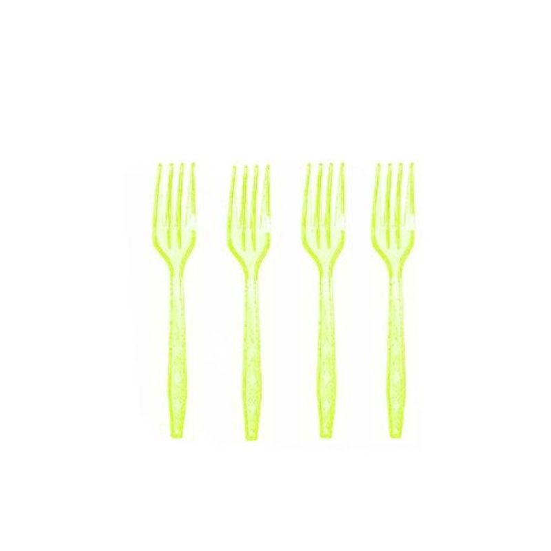 GENERICO - Tenedores Plasticos Color Amarillo 12pcs 16cm