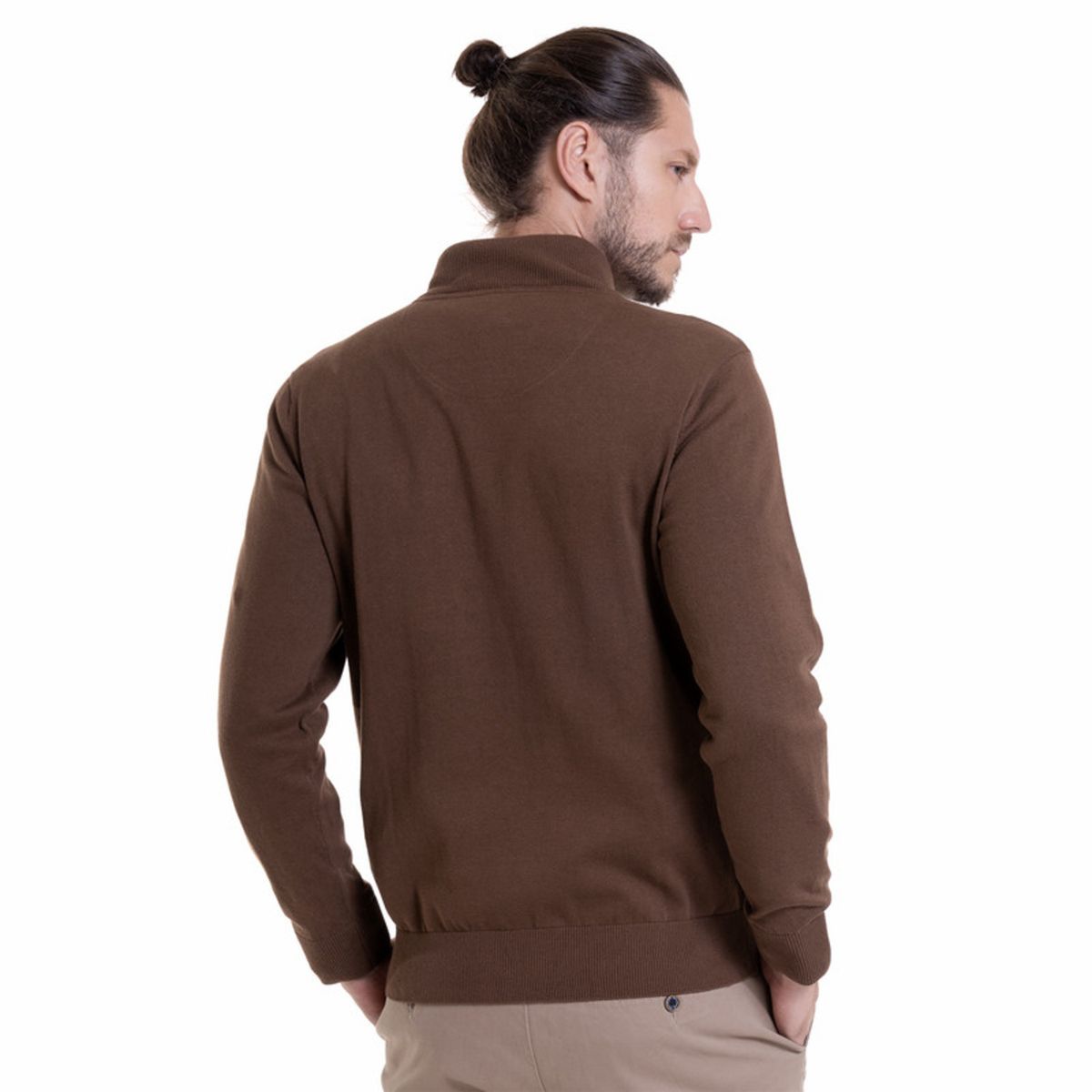 POTROS - Sweater Half Zipper Café POTROS