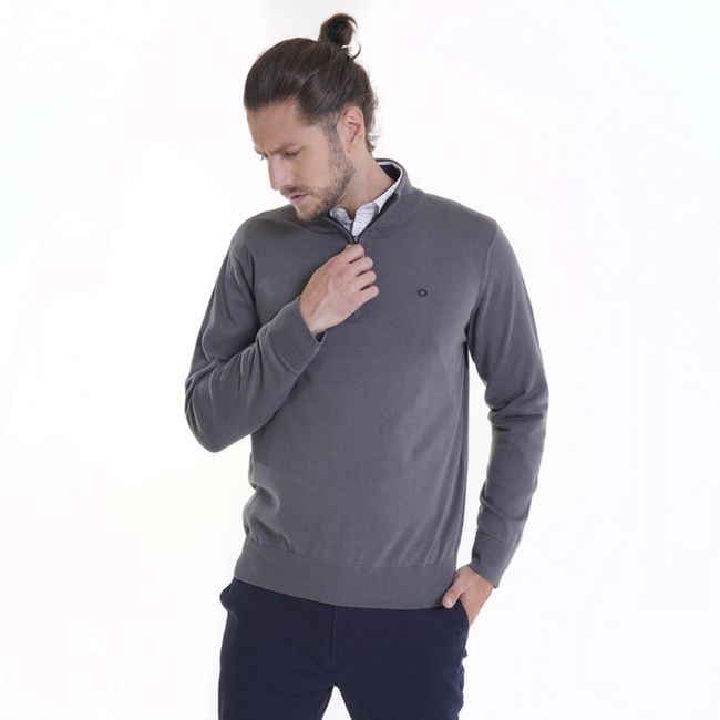 POTROS - Sweater Half Zipper Gris oscuro POTROS