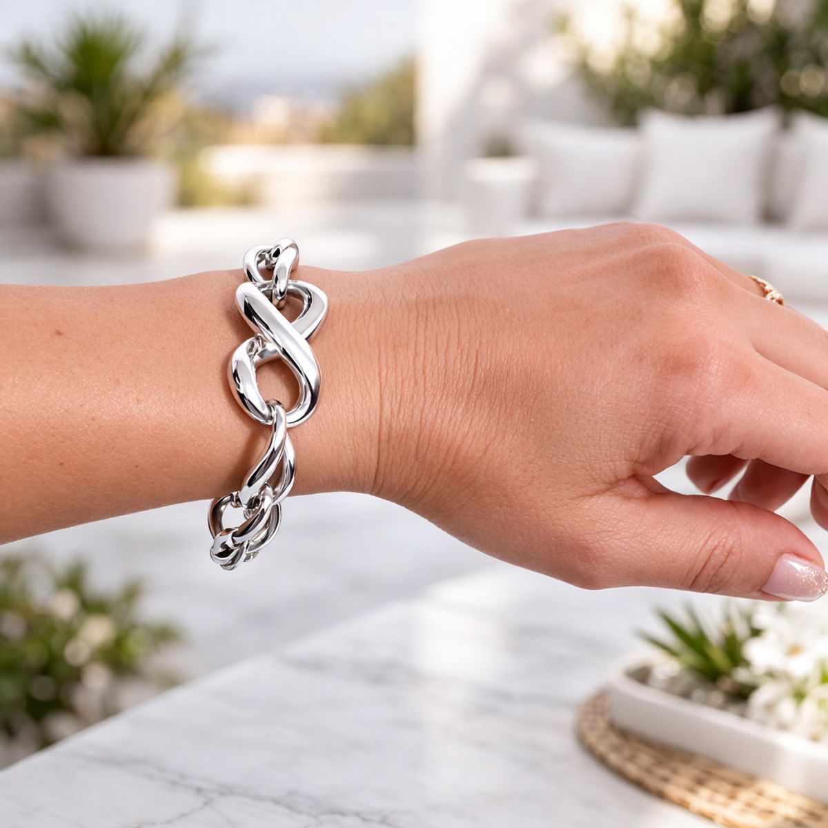 JOYAS MYTOKE - Pulsera Infinito Grande Plata Fina 925 Unisex