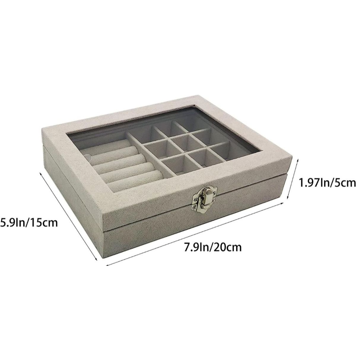 GENERICO - Joyero Rosado De Plush Portatil Multiusos Gris