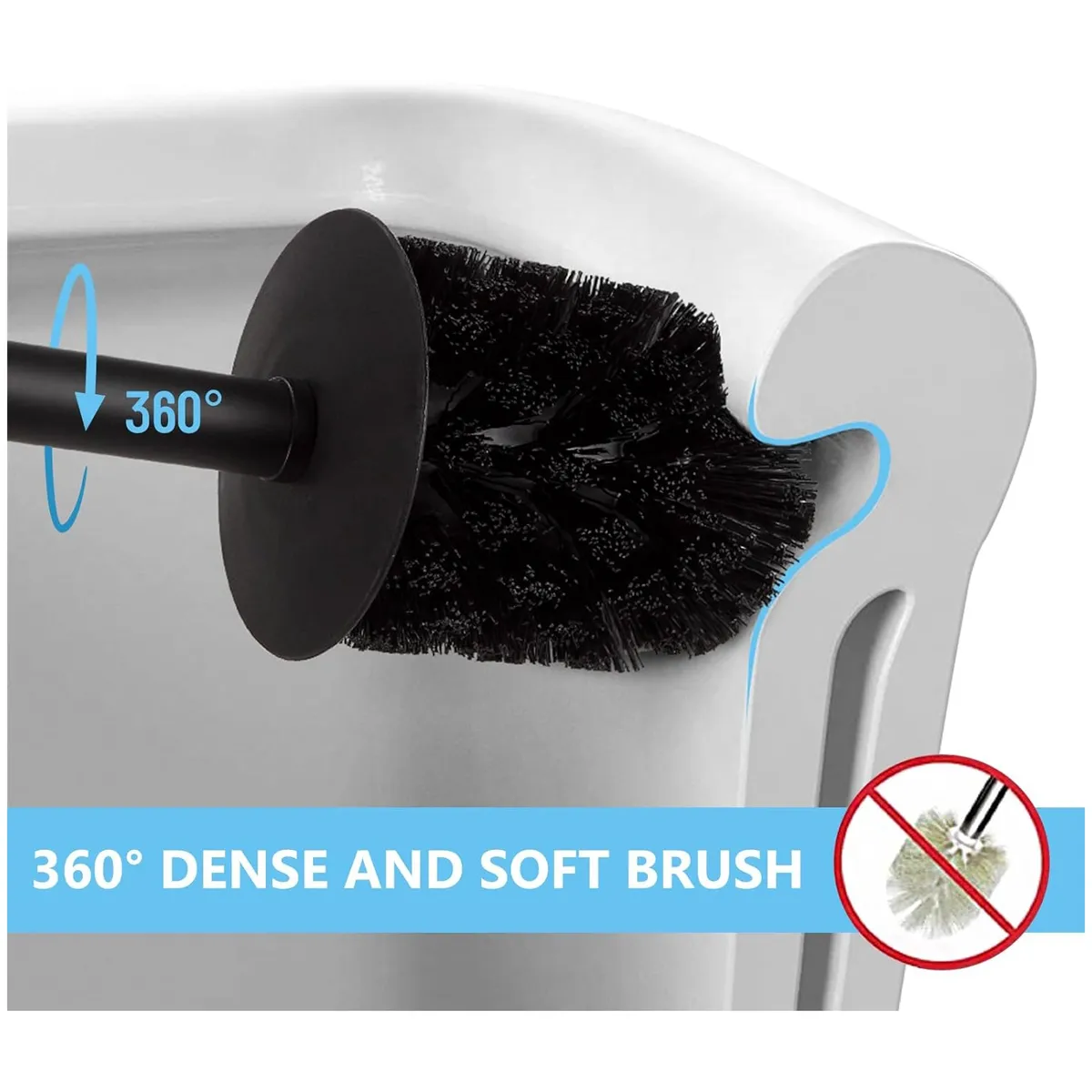 KUANGYE - Cepillo Baño Escobilla Inodoro Metálico Negro Moderno Hogar