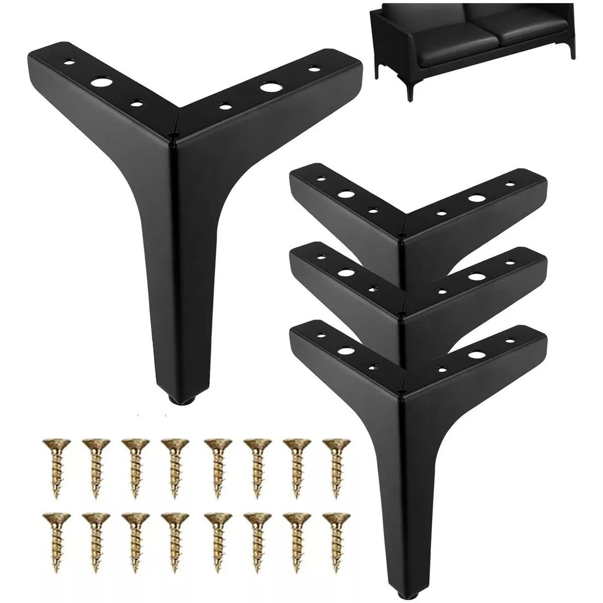 KUANGYE - Pack De 4 Patas 15cm Negras Mate Para Muebles Y Sofás